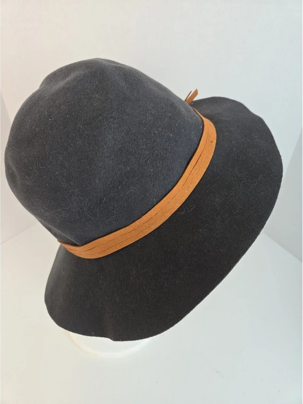 Hat Attack Wool Felt Fedora Hat Leather Band Wide Brim US Made Charcoal Gray